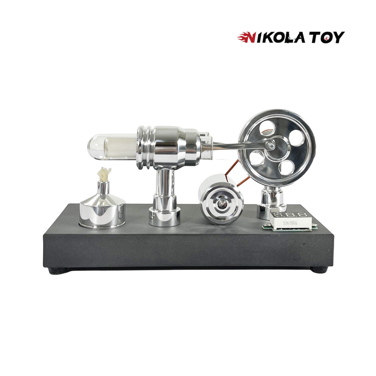 NikolaToy™ Mirror polished Stirling engine with embedded voltmeter and ...