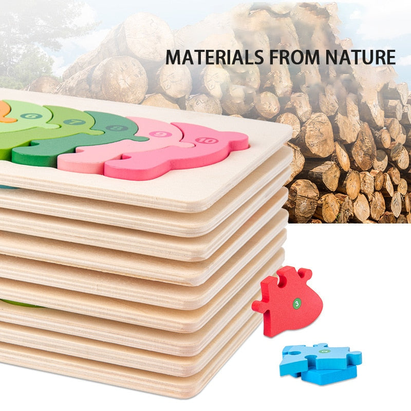 Montessori Wooden Educational Toys 3D Animal Matching Puzzle – Csnoobs ...
