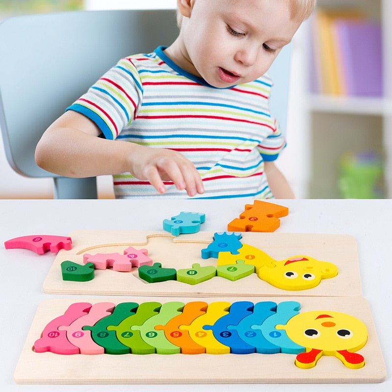 Montessori Wooden Educational Toys 3D Animal Matching Puzzle – Csnoobs ...