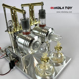 Double cylinder Stirling model+Voltmeter - Nikola Toy