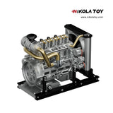 TECHING Workable Mini Diesel 4-cylinder Engine Metal Model DIY Kits - Nikola Toy