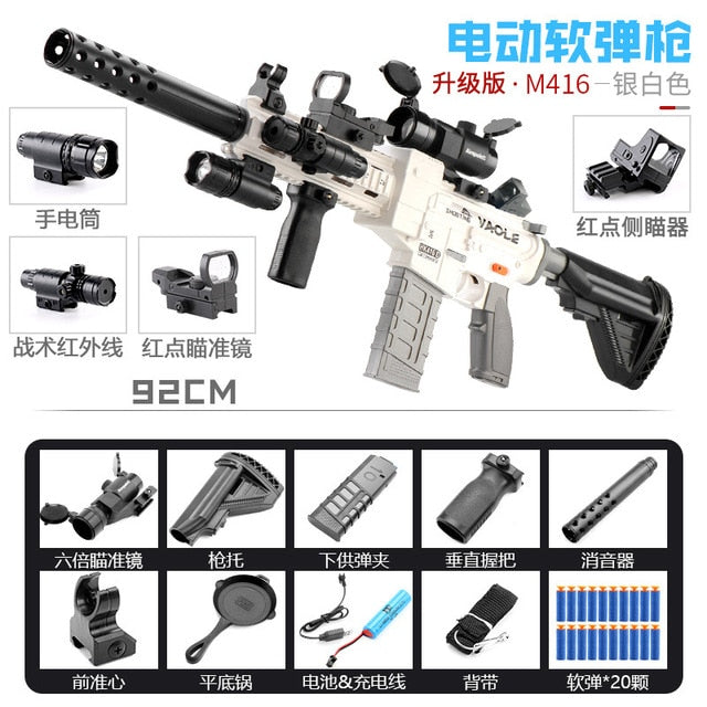 Automatic Toy Guns for Nerf Guns, 6 Modes Upgraded M416 Foam Toy Gun with  160 Darts, Shooting Games for Kids with Scope Bipod, Toys for 6+ Year Old