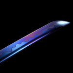 Handmade Japanese Katana Sword with blue blade and scabbard